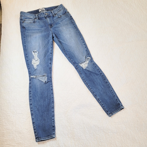 PAIGE Denim - Paige- Distressed Medium Blue Wash Shaped Curvy Skinny Jeans Sz 30